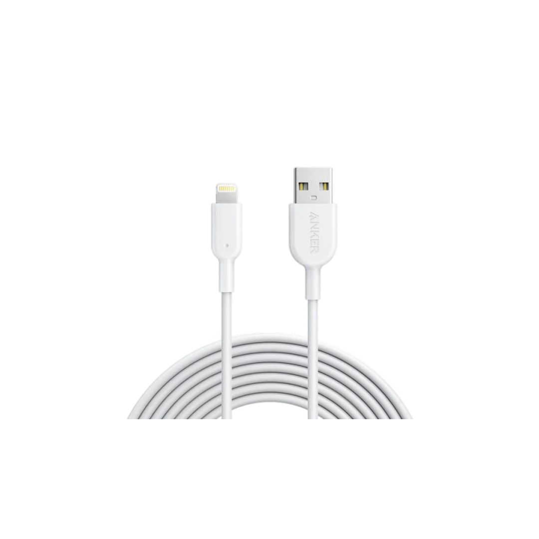 Anker Powerline II USB-A Cable With Lightning 10Ft - White Anker Powerline II USB-A Cable With Lightning 10Ft - White